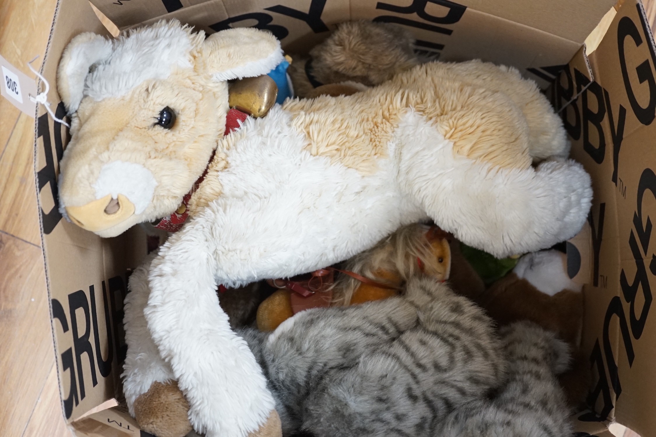A collection of Steiff soft toy animals